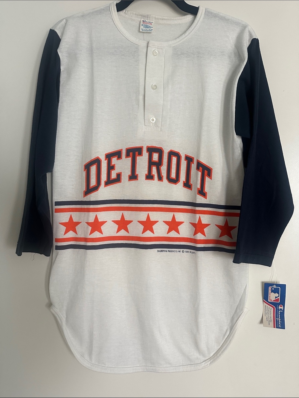 Champion Vintage 80s Detroit Tigers Baseball Tshirt Size Medium NWT